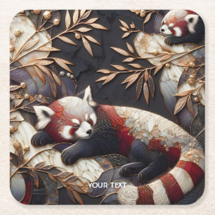 Fantasy Cute Red Panda Art Underlägg Papper Kvadrat