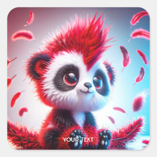 Fantasy Cute Red Panda Baby Fyrkantigt Klistermärke
