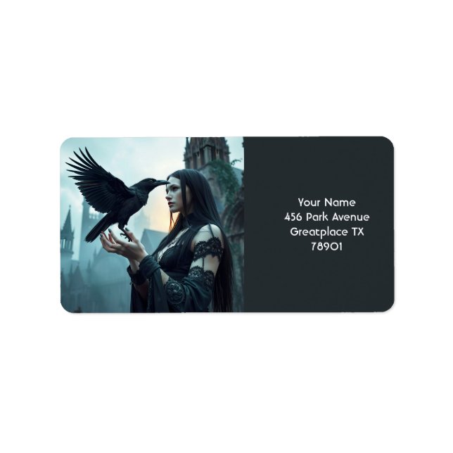 Fantasy Cute Renaissance Gothic Woman Adressetikett (Framsidan)
