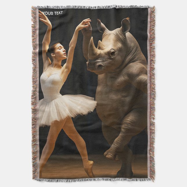 Fantasy Cute Rhino Dancer Ballerina Filt (Framsidan Vertikal)