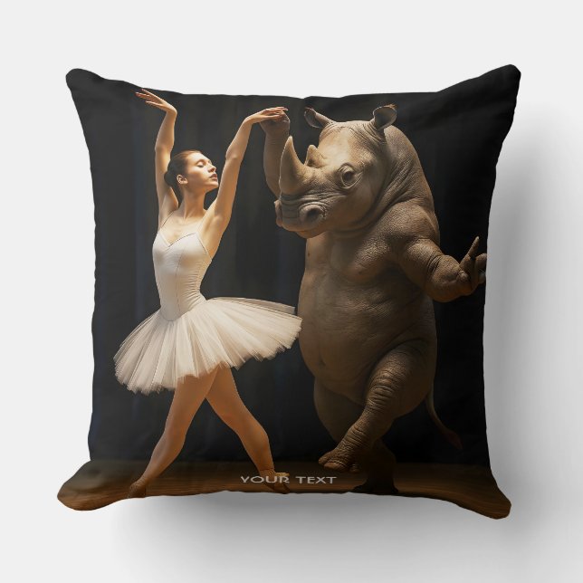 Fantasy Cute Rhino Dancer Ballerina Kudde (Framsida)