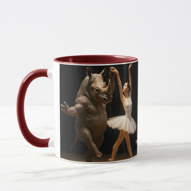 Fantasy Cute Rhino Dancer Ballerina Mugg (Vänster)