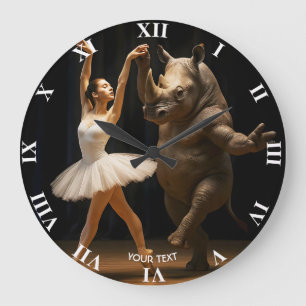 Fantasy Cute Rhino Dancer Ballerina Stor Klocka