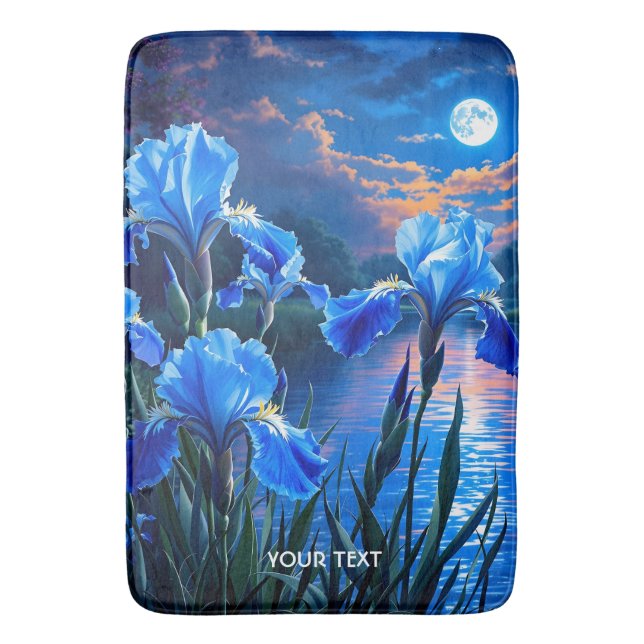 Fantasy Cute River Blue Irises Badrumsmatta (Framsidan (Vertikal))