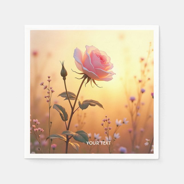 Fantasy Cute Ro Fält Flowers Pappersservett (Framsidan)