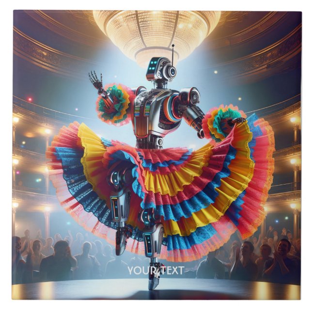 Fantasy Cute Robot Dancing Paris Kakelplatta (Framsidan)