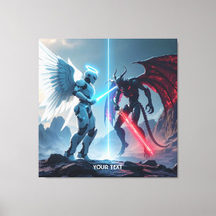 Fantasy Cute Robot Demon Fighting Canvastryck