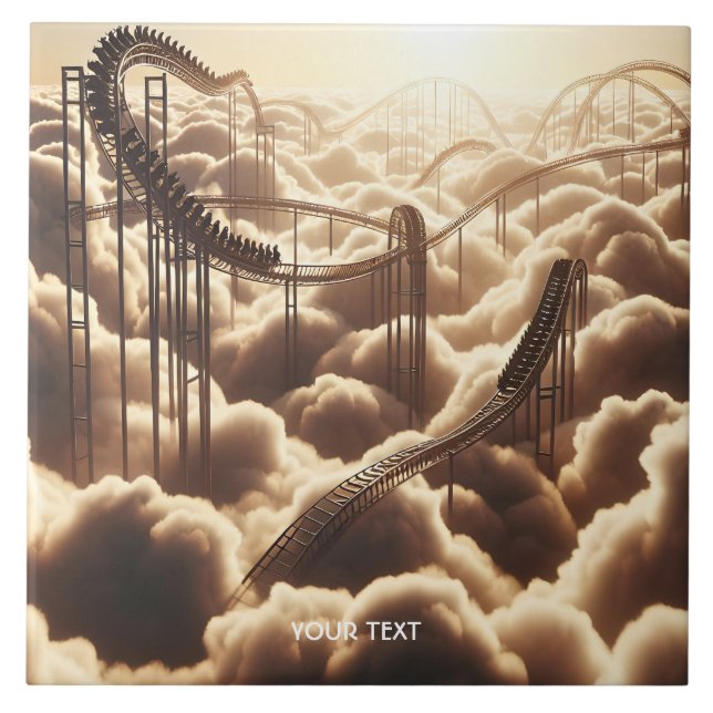Fantasy Cute Rollercoaster in Clouds Kakelplatta (Framsidan)