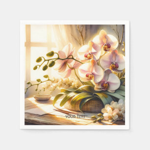 Fantasy Cute Rosa Orchids Watercolor Pappersservett