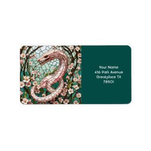 Fantasy Cute Rosa Snake Sakura Adressetikett