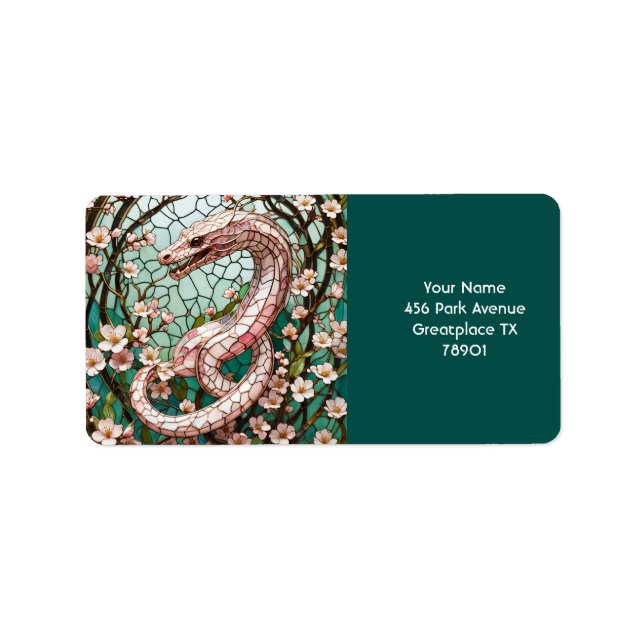 Fantasy Cute Rosa Snake Sakura Adressetikett (Framsidan)