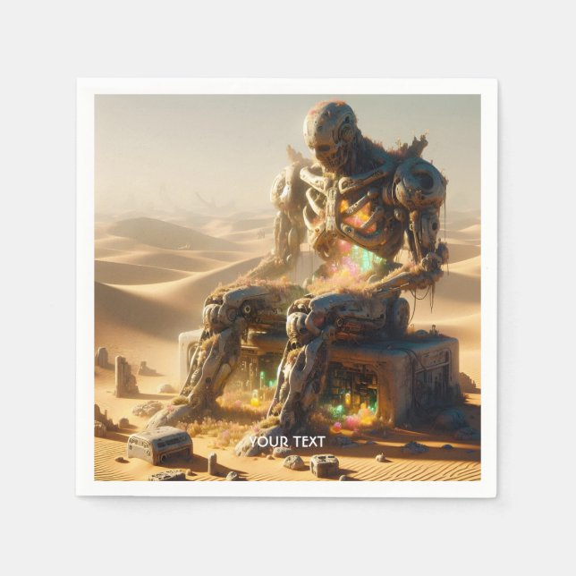 Fantasy Cute Rusty Robot Desert Pappersservett (Framsidan)