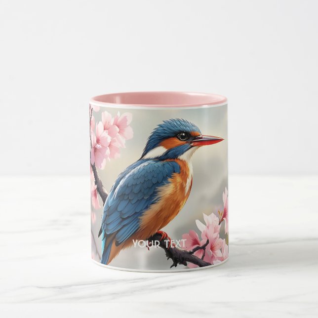 Fantasy Cute Sakura Bird Blue Mugg (Center)