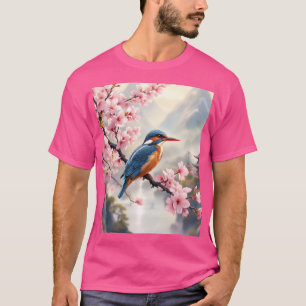 Fantasy Cute Sakura Bird Blue T Shirt