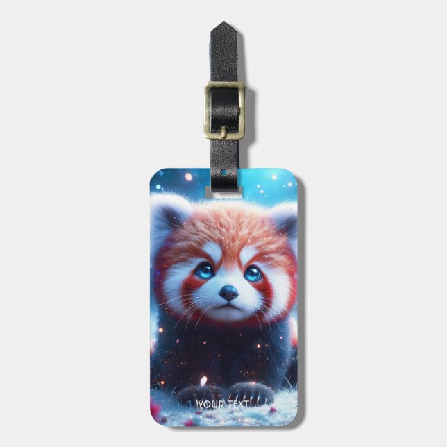 Fantasy Cute Sakura Panda Red Bagagebricka (Vertikal Framsida)