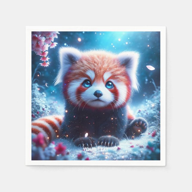 Fantasy Cute Sakura Panda Red Pappersservett (Framsidan)