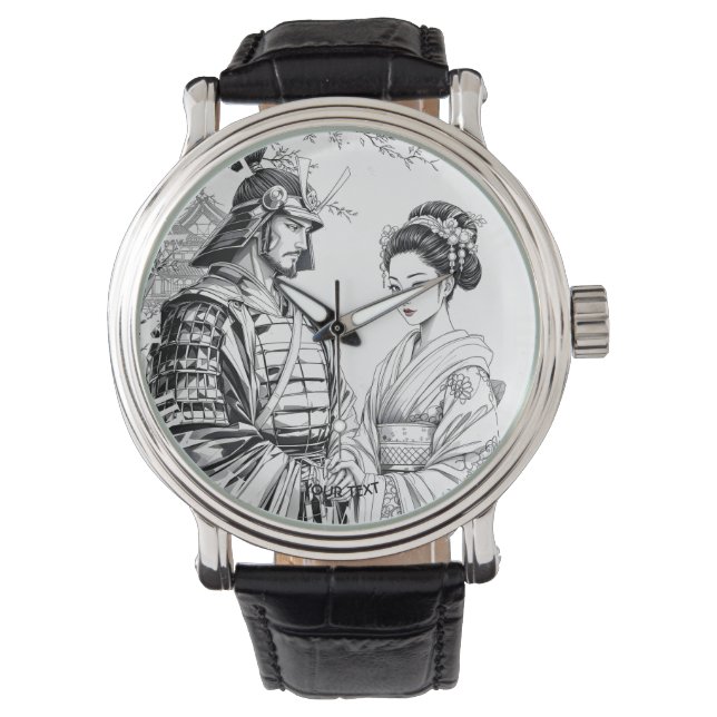 Fantasy Cute Samurai Geisha Pencil Armbandsur (Framsida)