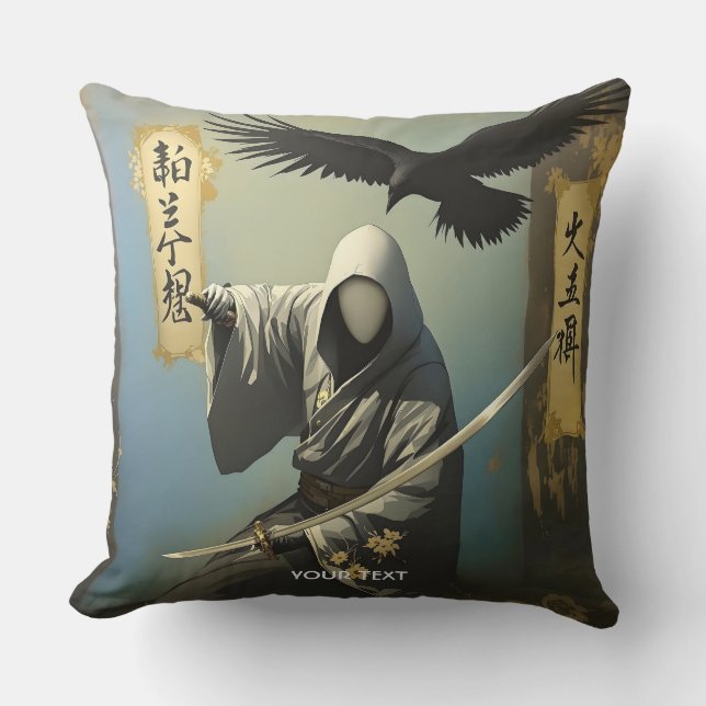 Fantasy Cute Samurai Katana Mask Kudde (Framsida)