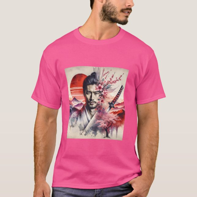 Fantasy Cute Samurai Sol Katana T Shirt (Framsida)