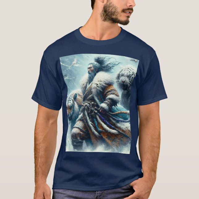 Fantasy Cute Samurai Winter Tigers T Shirt (Framsida)