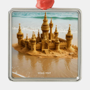 Fantasy Cute Sand Castle Beach Julgransprydnad Metall
