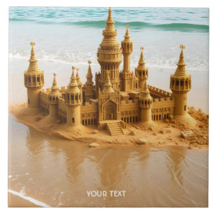 Fantasy Cute Sand Castle Beach Kakelplatta