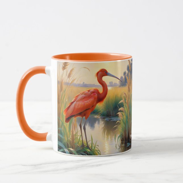Fantasy Cute Scarlet Ibis Evening Mugg (Vänster)