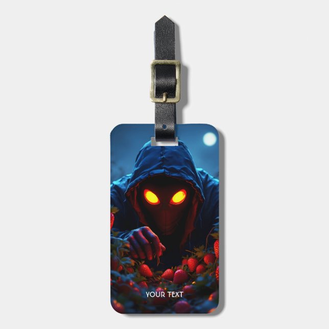 Fantasy Cute Scary Strawberry Man Bagagebricka (Vertikal Framsida)