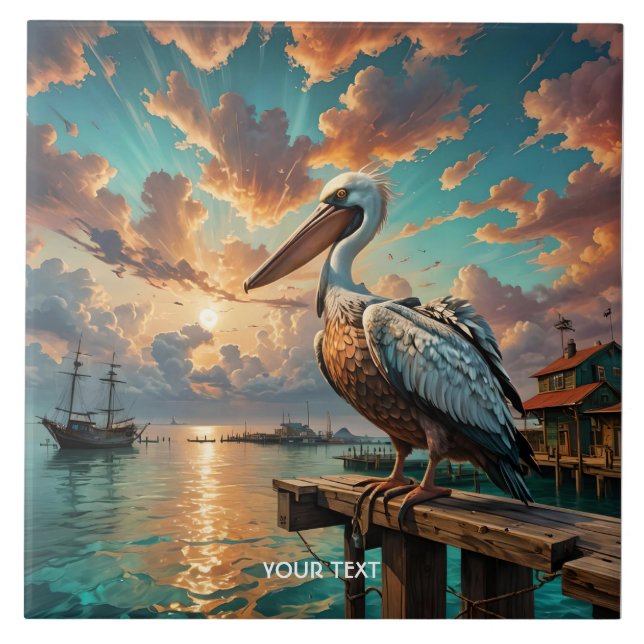 Fantasy Cute Sea Birat Boat Kakelplatta (Framsidan)