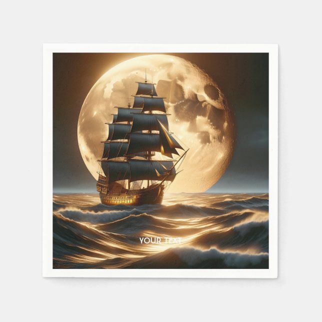 Fantasy Cute Sea Brigantine Måne Pappersservett (Framsidan)