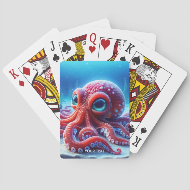 Fantasy Cute Sea Red Octopus Casinokort (Baksidan)