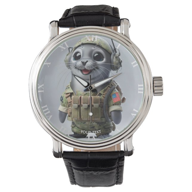 Fantasy Cute Sea Seal Warrior Armbandsur (Framsida)