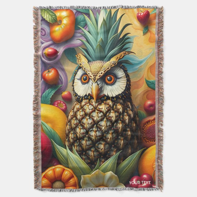 Fantasy Cute Serene Pineapple Uggla Filt (Framsidan Vertikal)