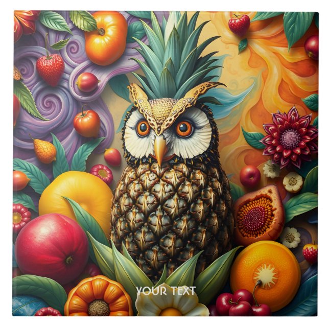 Fantasy Cute Serene Pineapple Uggla Kakelplatta (Framsidan)
