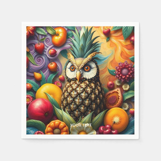 Fantasy Cute Serene Pineapple Uggla Pappersservett (Framsidan)