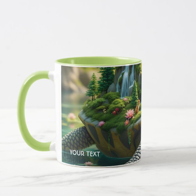 Fantasy Cute Serene Turtle Snäcka Mugg (Vänster)