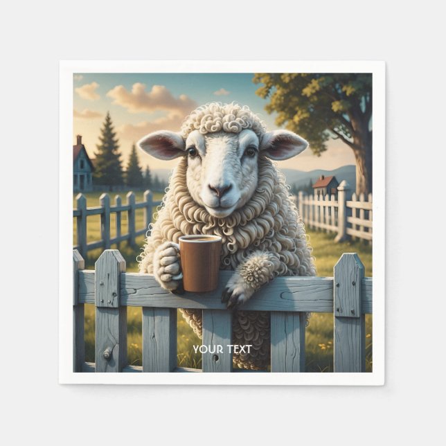 Fantasy Cute Sheep Coffee Evening Pappersservett (Framsidan)