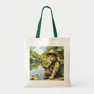 Fantasy Cute Sjö Cat Fishing Tygkasse