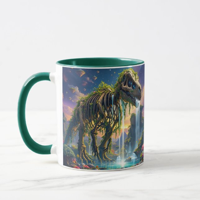 Fantasy Cute Skeleton Dinosaur Garden Mugg (Vänster)