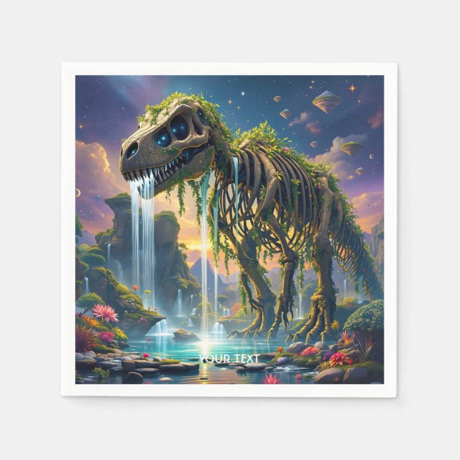 Fantasy Cute Skeleton Dinosaur Garden Pappersservett (Framsidan)