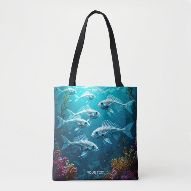 Fantasy Cute Skeleton Fish School Tygkasse (Framsida)