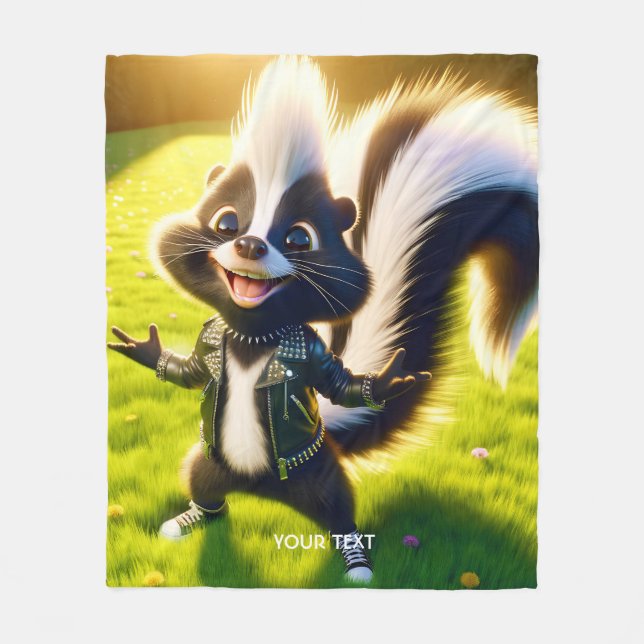 Fantasy Cute Skunk Punk Stil Fleecefilt (Framsidan)