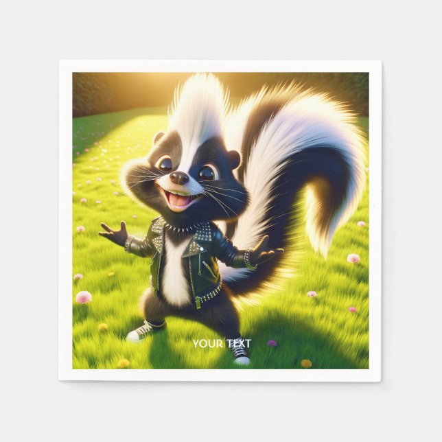 Fantasy Cute Skunk Punk Stil Pappersservett (Framsidan)