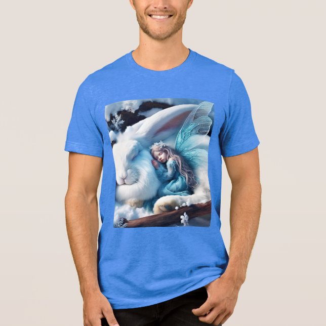 Fantasy Cute Sleeping Girl Bunny T Shirt (Framsida)