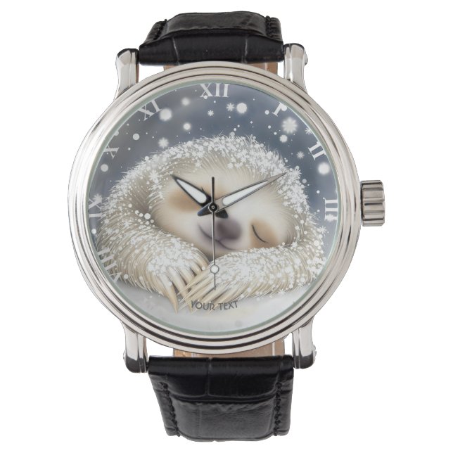 Fantasy Cute Sleeping Sloth Snö Armbandsur (Framsida)