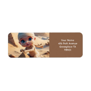Fantasy Cute Småbarn Ancient Egypten Returadress Etikett