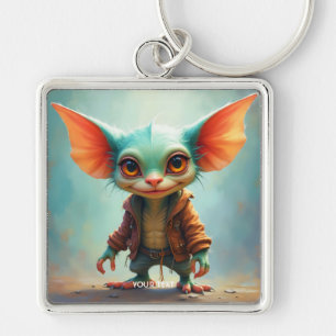 Fantasy Cute Small Adsible Creator Fyrkantig Silverfärgad Nyckelring