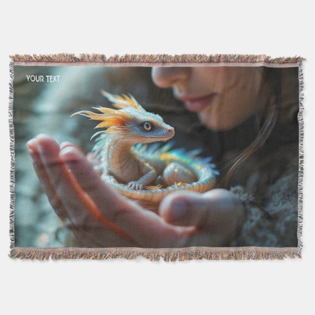 Fantasy Cute Small Baby Dragon Filt (Framsidan)