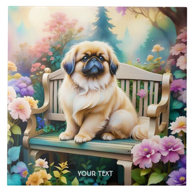 Fantasy Cute Small Hund Flowers Kakelplatta (Framsidan)