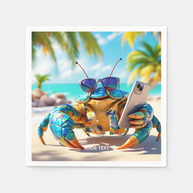 Fantasy Cute Snäcka Crab Beach Pappersservett (Framsidan)